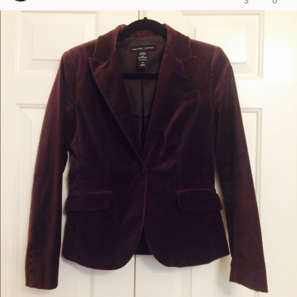 Purple velvet blazer